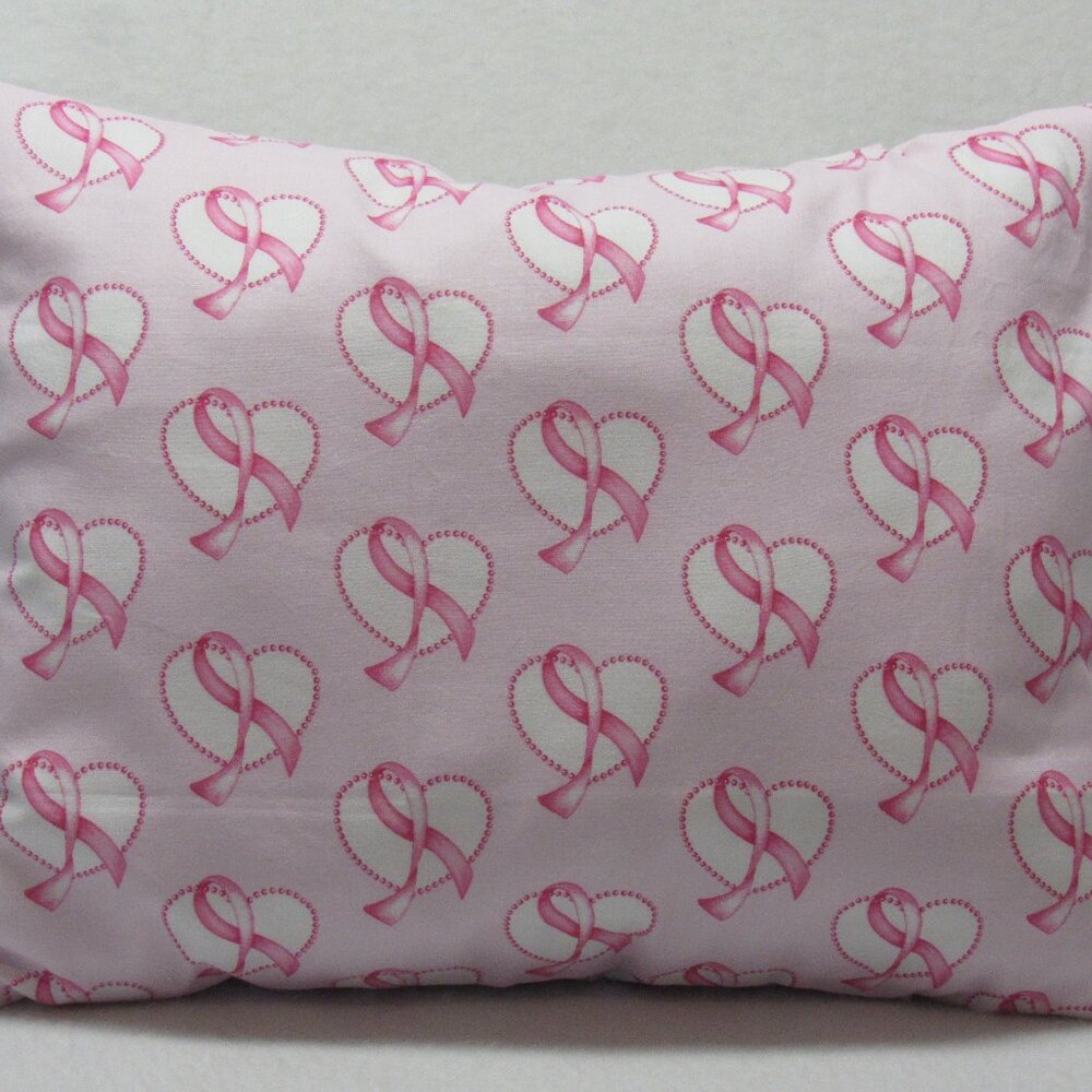 Breast Cancer Ribbon & Hearts Travel Pillow